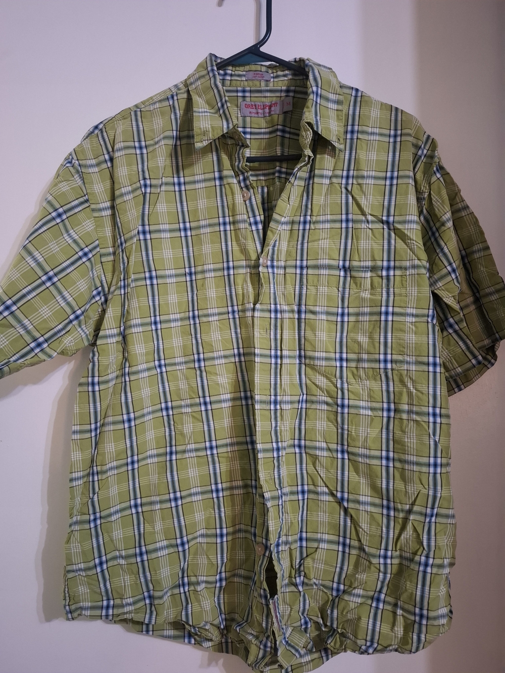 Men's Short Sleeve Plaid Shirt - Green